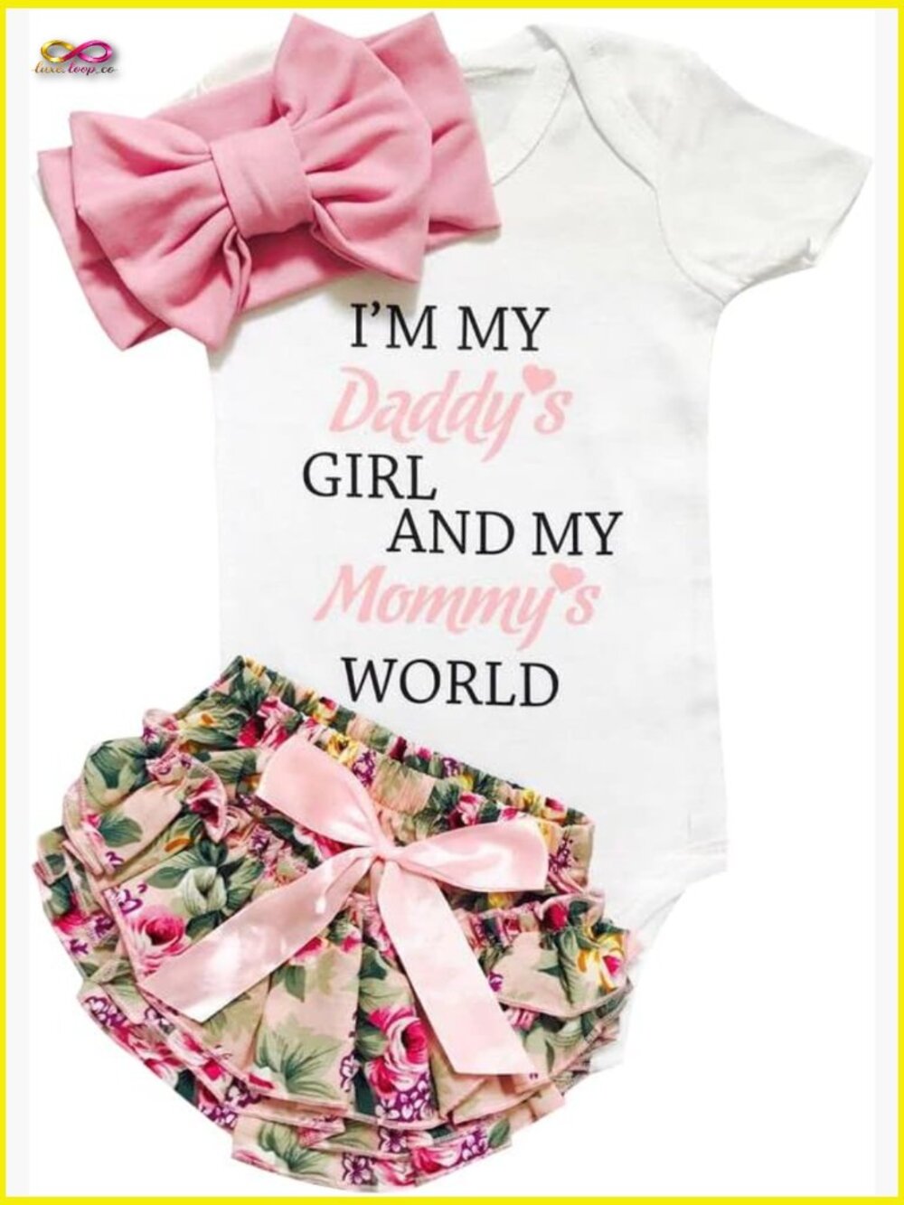 Baby Girls Romper Set Letter Print Snap Closure All-in-One Outfit